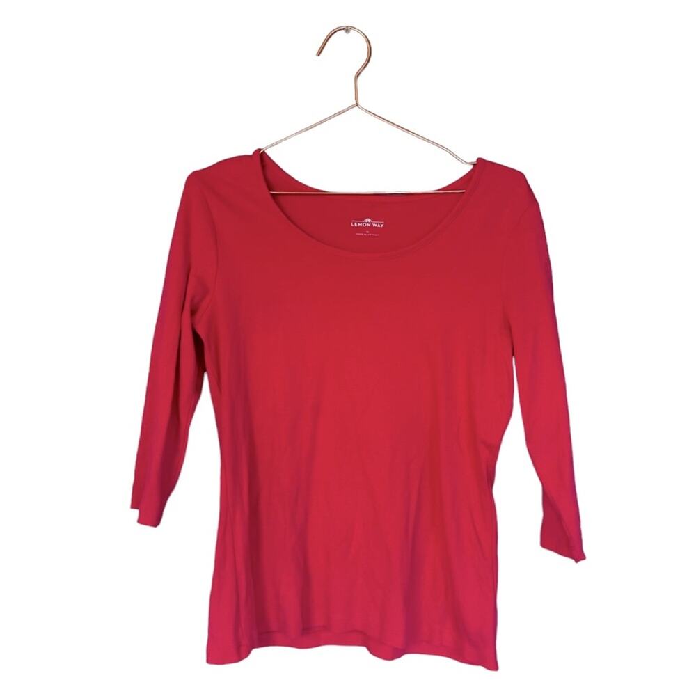 Lemon Way vibrant Pink Scoop Neck 3/4 Sleeve Top size medium